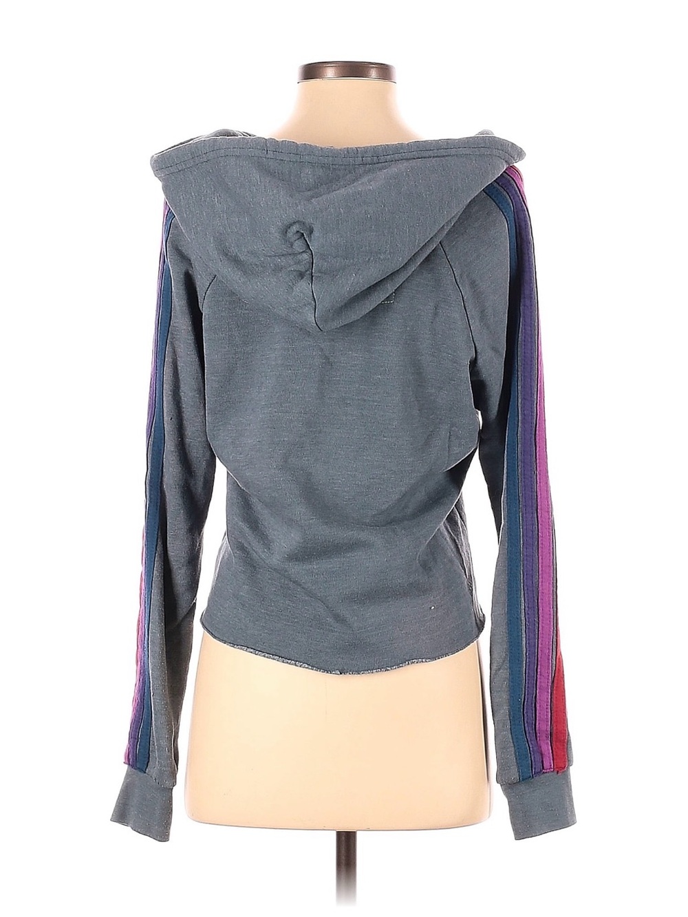 Aviator nation Women's Washed Slate Hooded Pullover with Red Stripe - Picture 2 of 2